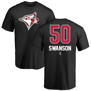 Men's Toronto Blue Jays Erik Swanson Black Name and Number Banner Wave T-Shirt