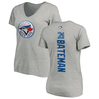 Women's Toronto Blue Jays Brett Bateman Ash Backer Slim Fit T-Shirt