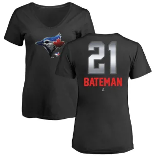 Women's Toronto Blue Jays Brett Bateman Black Midnight Mascot V-Neck T-Shirt