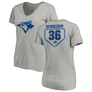 Women's Toronto Blue Jays Davis Schneider Gray RBI Slim Fit V-Neck T-Shirt Heathered