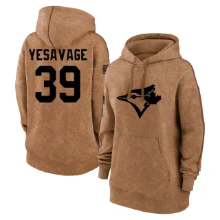 Women's Toronto Blue Jays Trey Yesavage Brown 2023 Salute to Service Pullover Hoodie